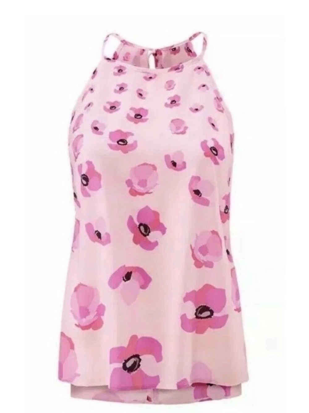 CAbi Floating Poppies Pink Floral Halter Camisole Top #5218 Coquette Romantic